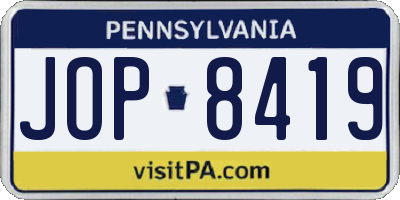 PA license plate JOP8419