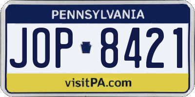 PA license plate JOP8421