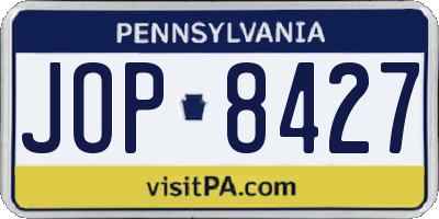PA license plate JOP8427