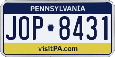 PA license plate JOP8431