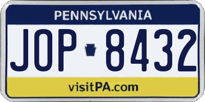 PA license plate JOP8432