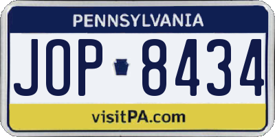 PA license plate JOP8434
