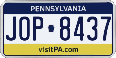 PA license plate JOP8437
