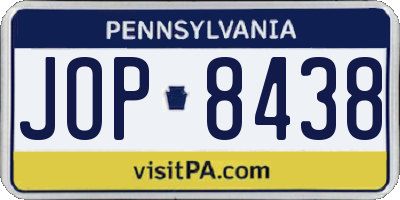 PA license plate JOP8438