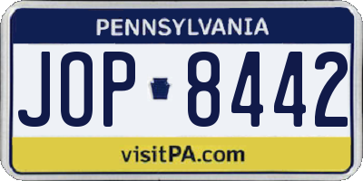 PA license plate JOP8442