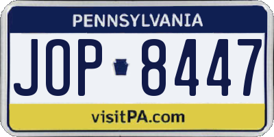 PA license plate JOP8447