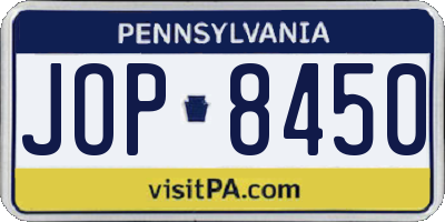 PA license plate JOP8450