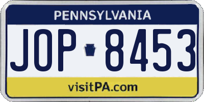 PA license plate JOP8453