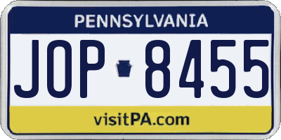 PA license plate JOP8455