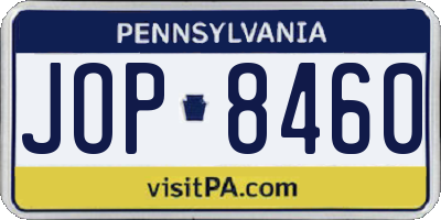 PA license plate JOP8460