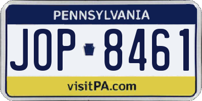 PA license plate JOP8461