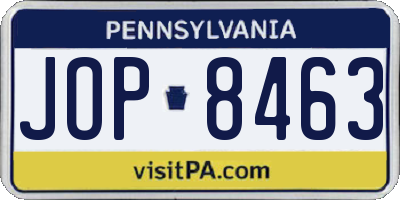 PA license plate JOP8463