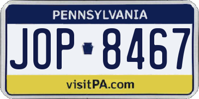 PA license plate JOP8467