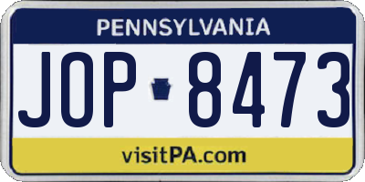 PA license plate JOP8473