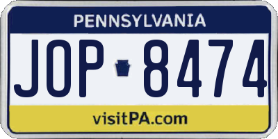 PA license plate JOP8474