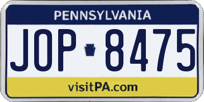 PA license plate JOP8475