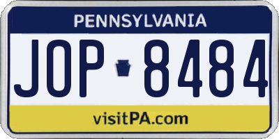 PA license plate JOP8484