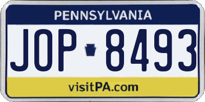 PA license plate JOP8493