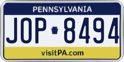 PA license plate JOP8494