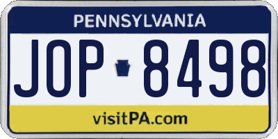 PA license plate JOP8498