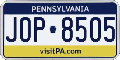 PA license plate JOP8505