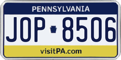 PA license plate JOP8506
