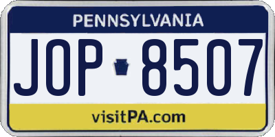PA license plate JOP8507
