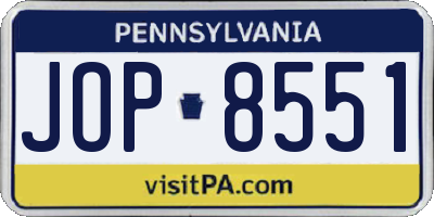 PA license plate JOP8551