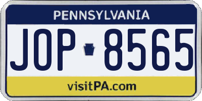 PA license plate JOP8565