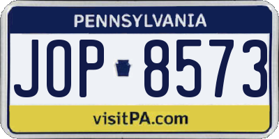 PA license plate JOP8573