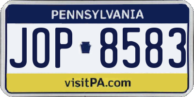 PA license plate JOP8583