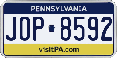 PA license plate JOP8592