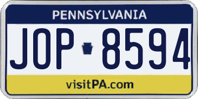 PA license plate JOP8594