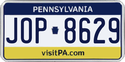 PA license plate JOP8629