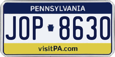 PA license plate JOP8630