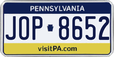 PA license plate JOP8652