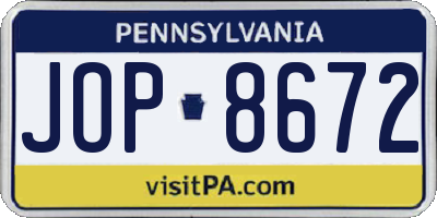 PA license plate JOP8672