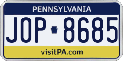 PA license plate JOP8685
