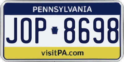 PA license plate JOP8698