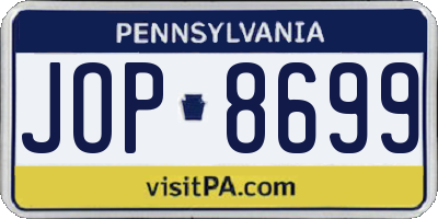 PA license plate JOP8699