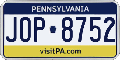 PA license plate JOP8752