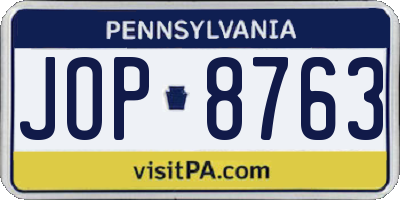 PA license plate JOP8763