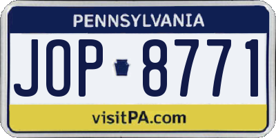 PA license plate JOP8771