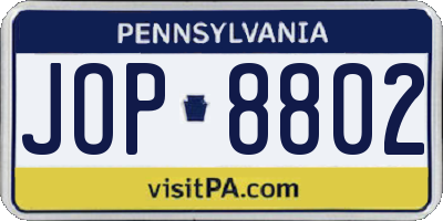 PA license plate JOP8802