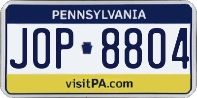 PA license plate JOP8804