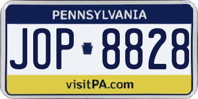 PA license plate JOP8828