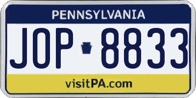 PA license plate JOP8833