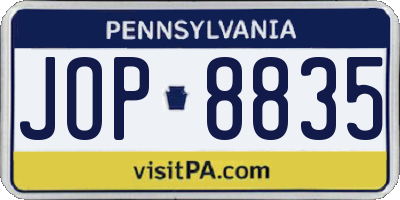 PA license plate JOP8835