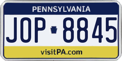 PA license plate JOP8845