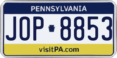 PA license plate JOP8853